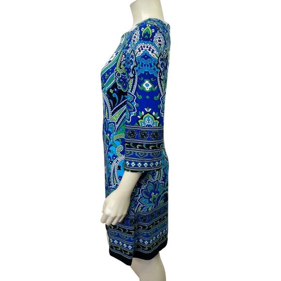 Madison Leigh Womens Blue & Green Paisley Print Dress Size 10 - Picture 4 of 6